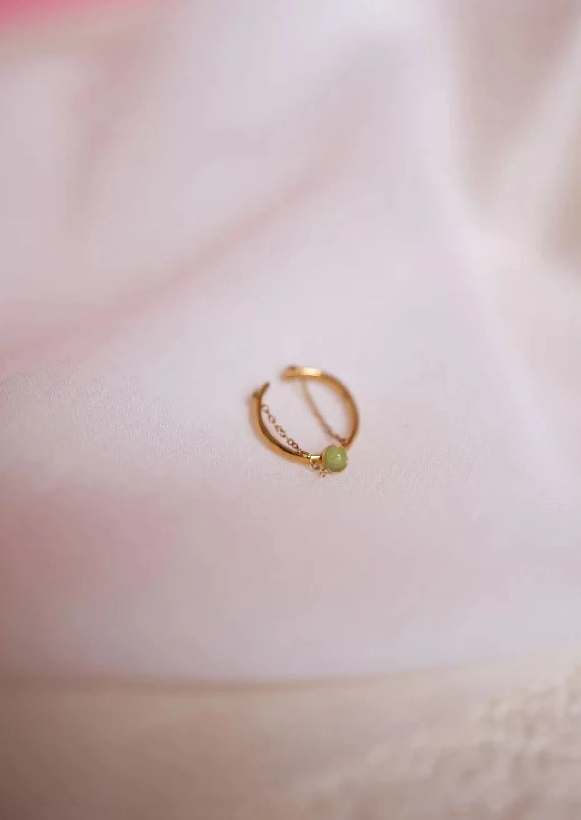 Outlet Bague Dorée Mazou | Chaîne & Perle Verte | Bijoux & AccessoiresEasy Clothes Bagues