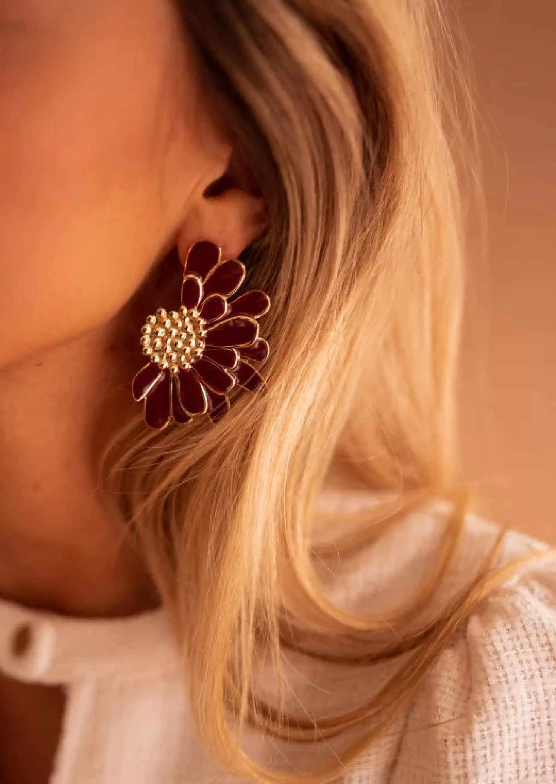 Sale Boucles d’Oreilles - Nalie - Dorées & BordeauxEasy Clothes Boucles d'oreilles