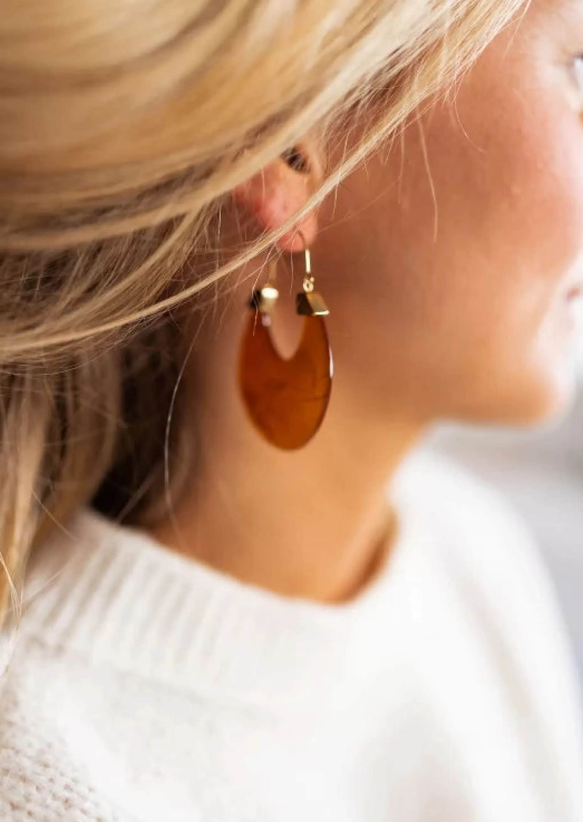 Store Boucles d’oreilles Gufa dorées et brunes  | Boucles d'oreilles originales | Prêt-à-porter en ligne | Easy Clothes Boucles d'oreilles