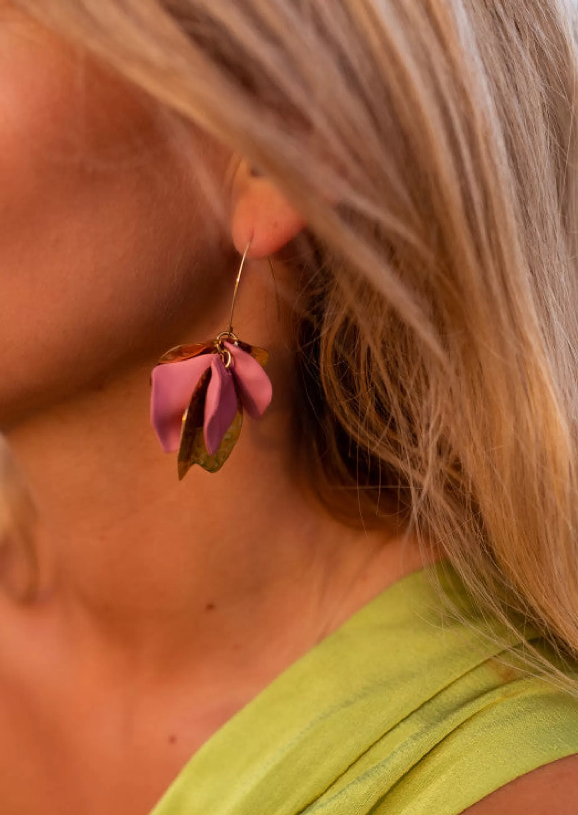Cheap Boucles d’Oreilles Nathan - Feuilles Dorées & Vieux Rose - BijouxEasy Clothes Boucles d'oreilles