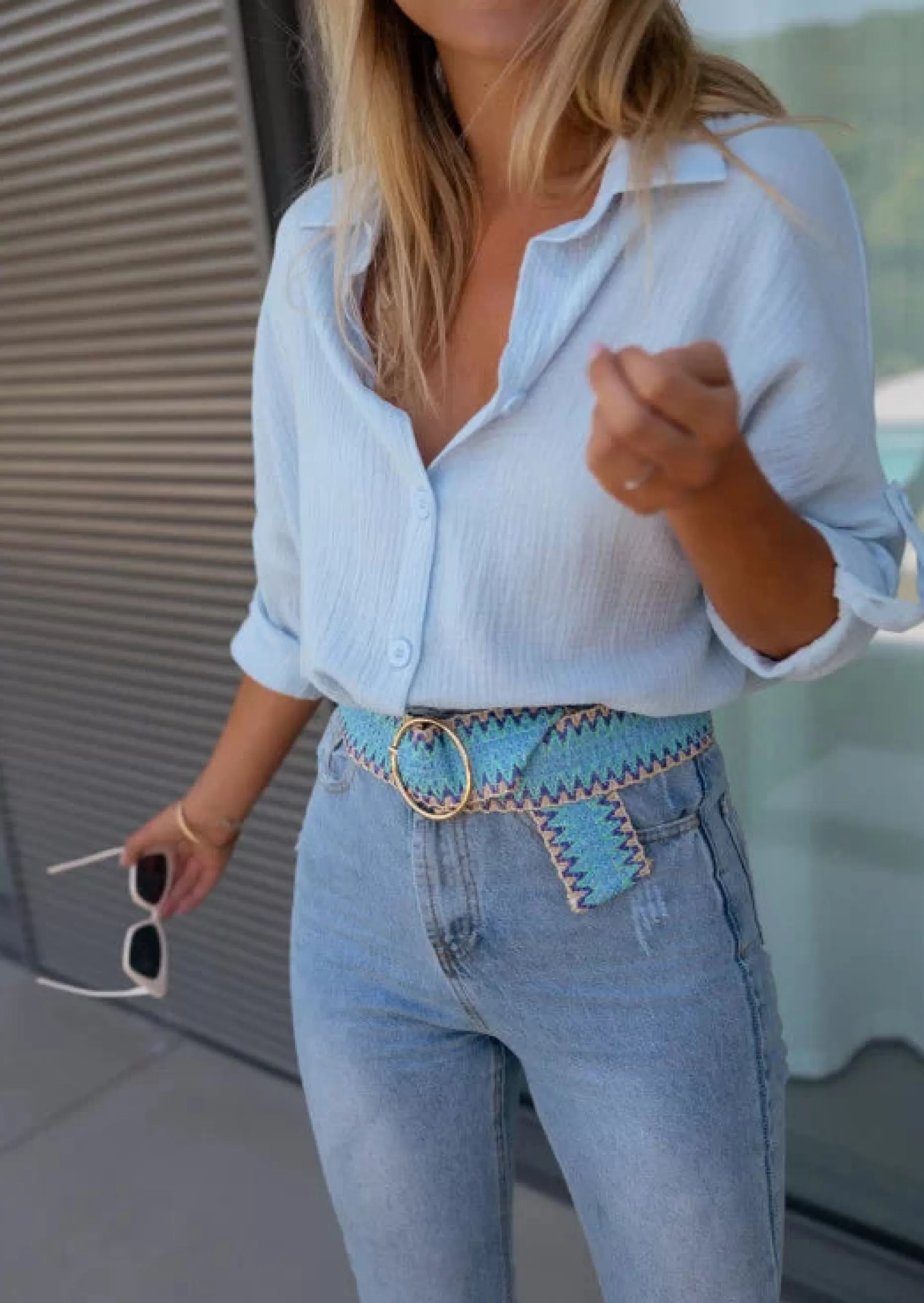 Hot Ceinture Marja bleue | Ceinture tressée bleue | Prêt-à-porter en ligne |  Easy Clothes Ceintures