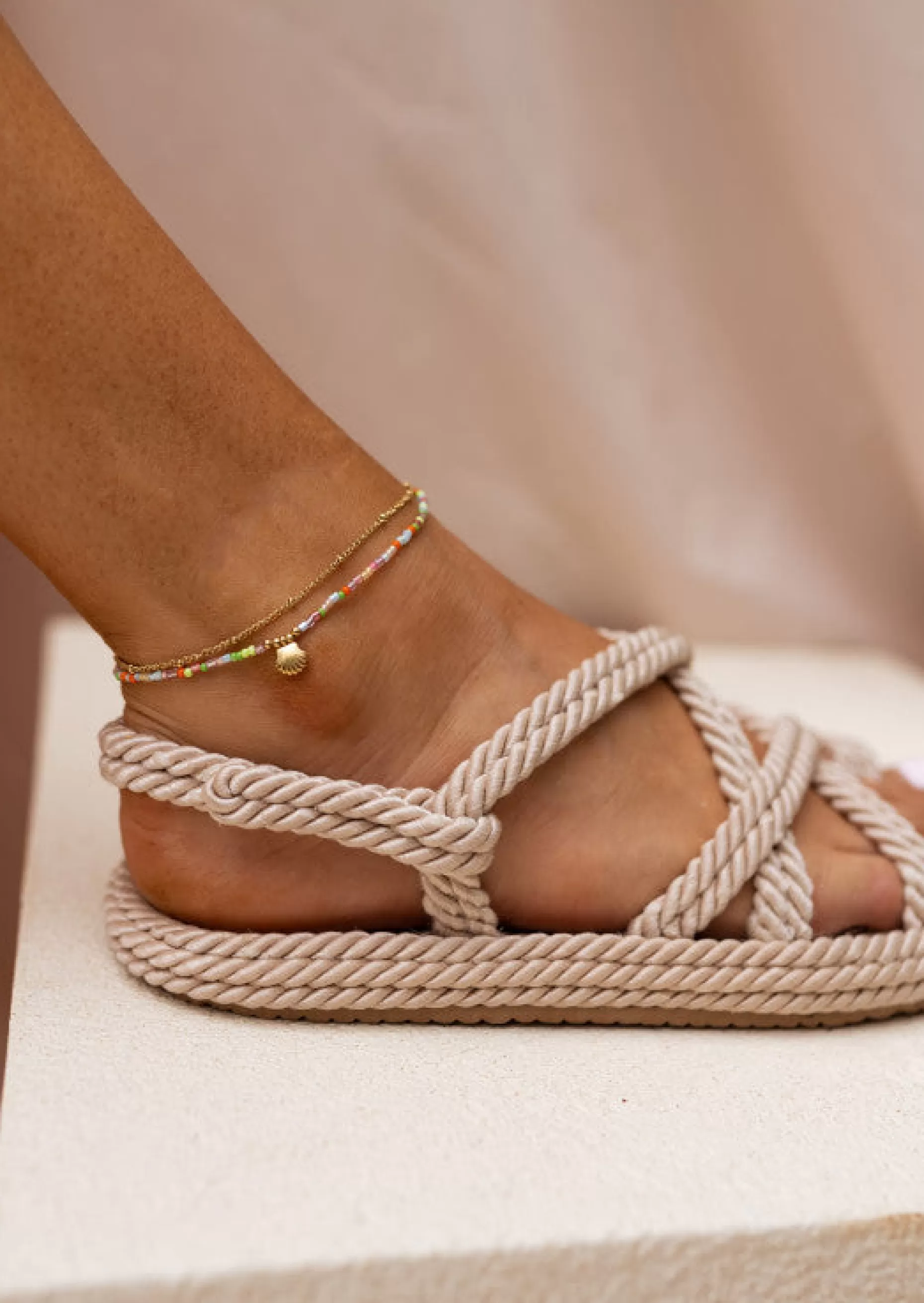 Outlet Chaine de Cheville Dorée Gunzo - Multi Couleurs - Pendentif CoquillageEasy Clothes Bracelets
