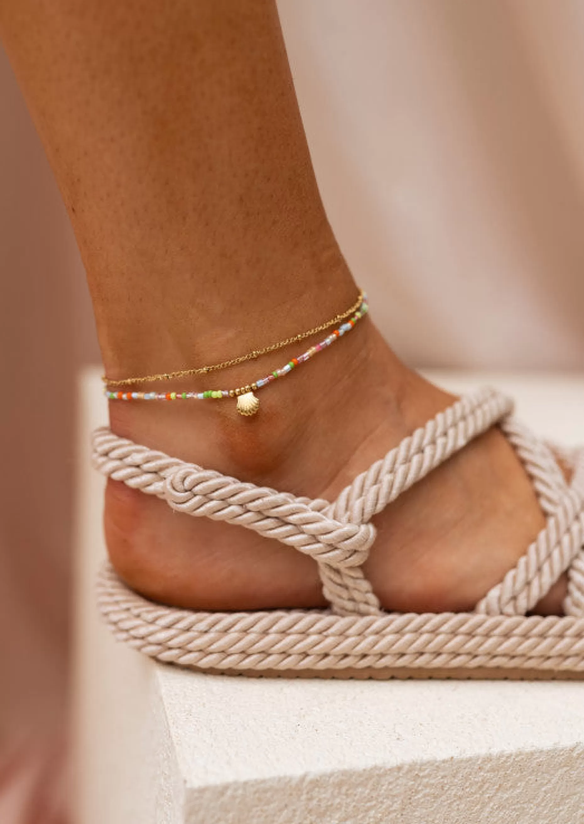 Outlet Chaine de Cheville Dorée Gunzo - Multi Couleurs - Pendentif CoquillageEasy Clothes Bracelets