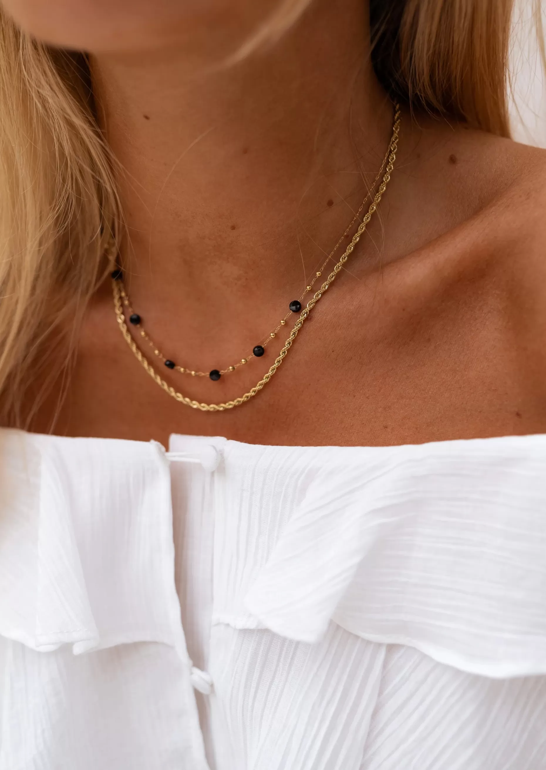 New Collier Pruda - Doré & Noir - Ajustable - Acier InoxydableEasy Clothes Colliers