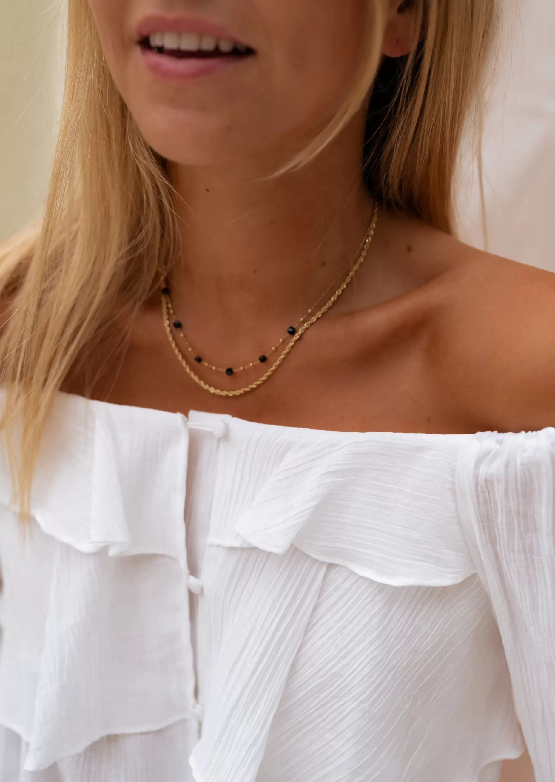 New Collier Pruda - Doré & Noir - Ajustable - Acier InoxydableEasy Clothes Colliers