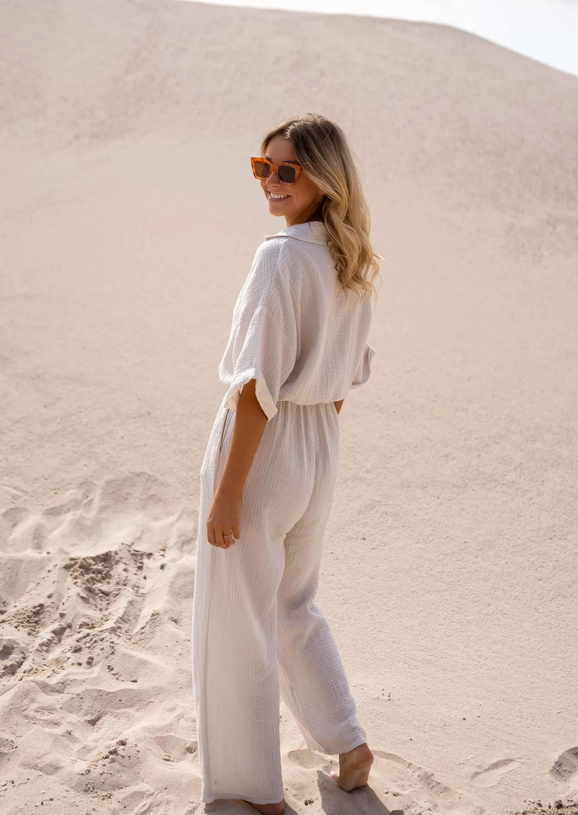 Flash Sale Combinaison Toma - Gaze de Coton Beige - Made In ItalyEasy Clothes Femme Combinaisons