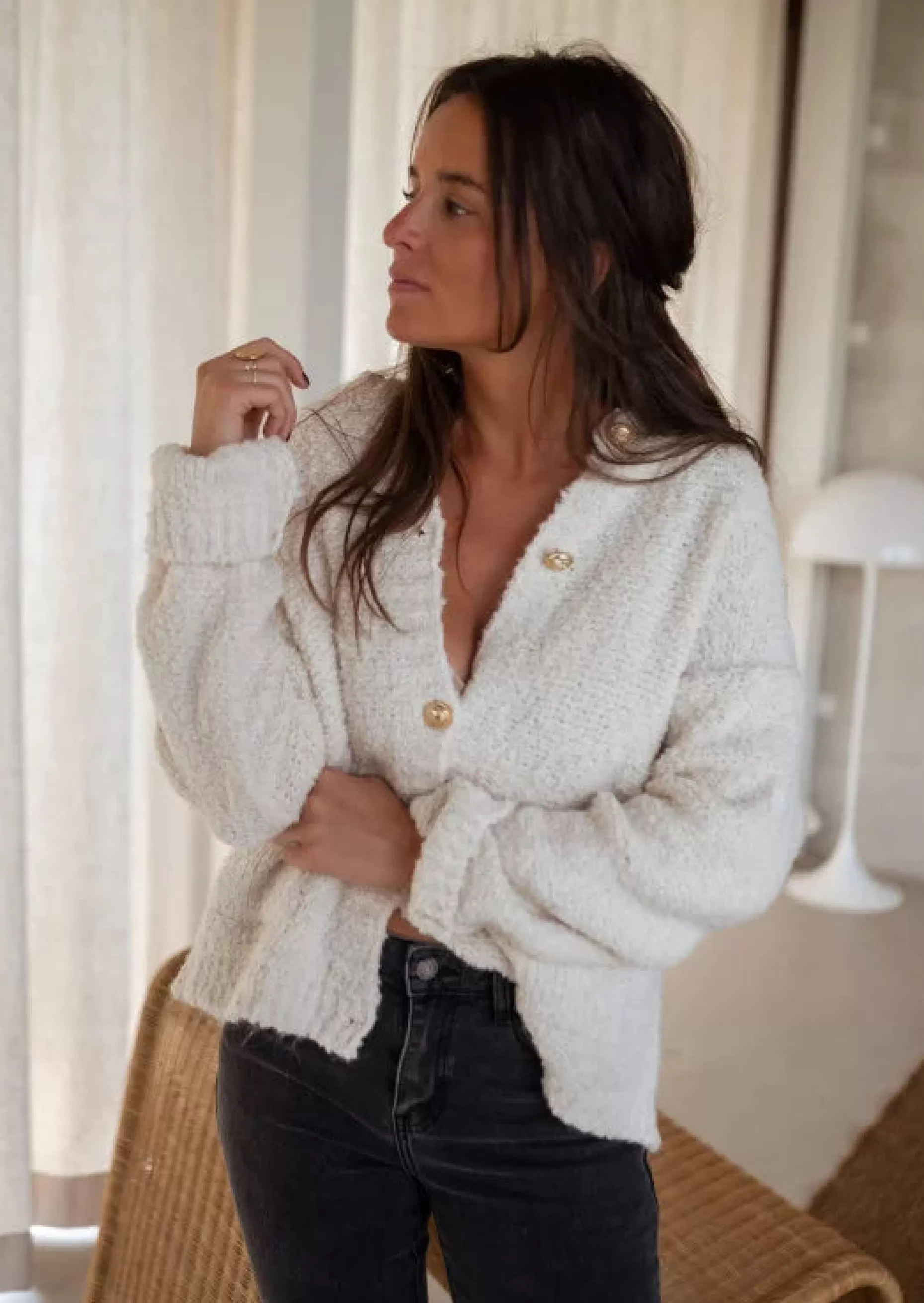 Best Sale Gilet Charly Écru - Taille Unique - Loose - Made In ItalyEasy Clothes Femme Pulls & Gilets