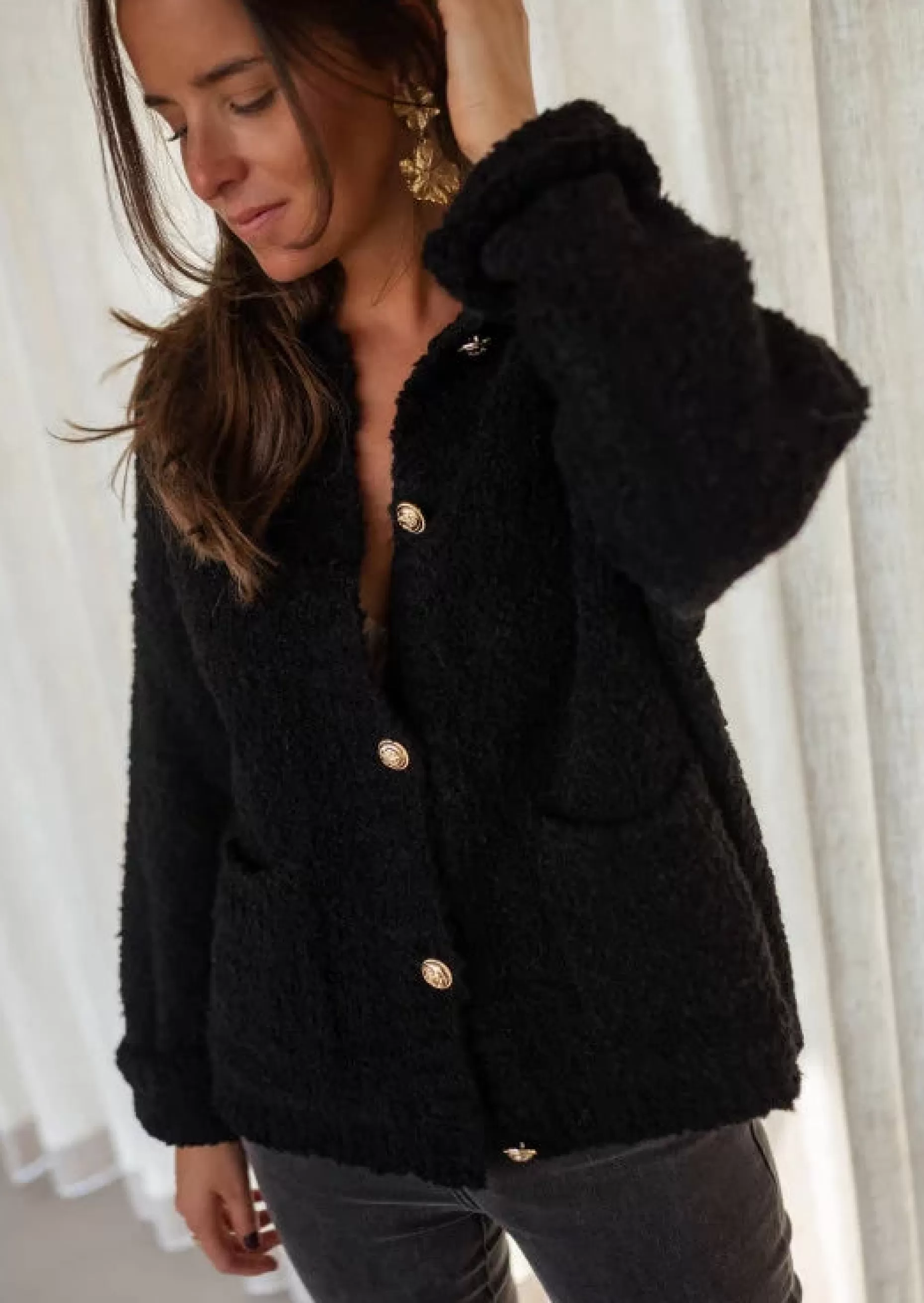 New Gilet Charly Noir - Taille Unique - Loose - Made In ItalyEasy Clothes Femme Pulls & Gilets
