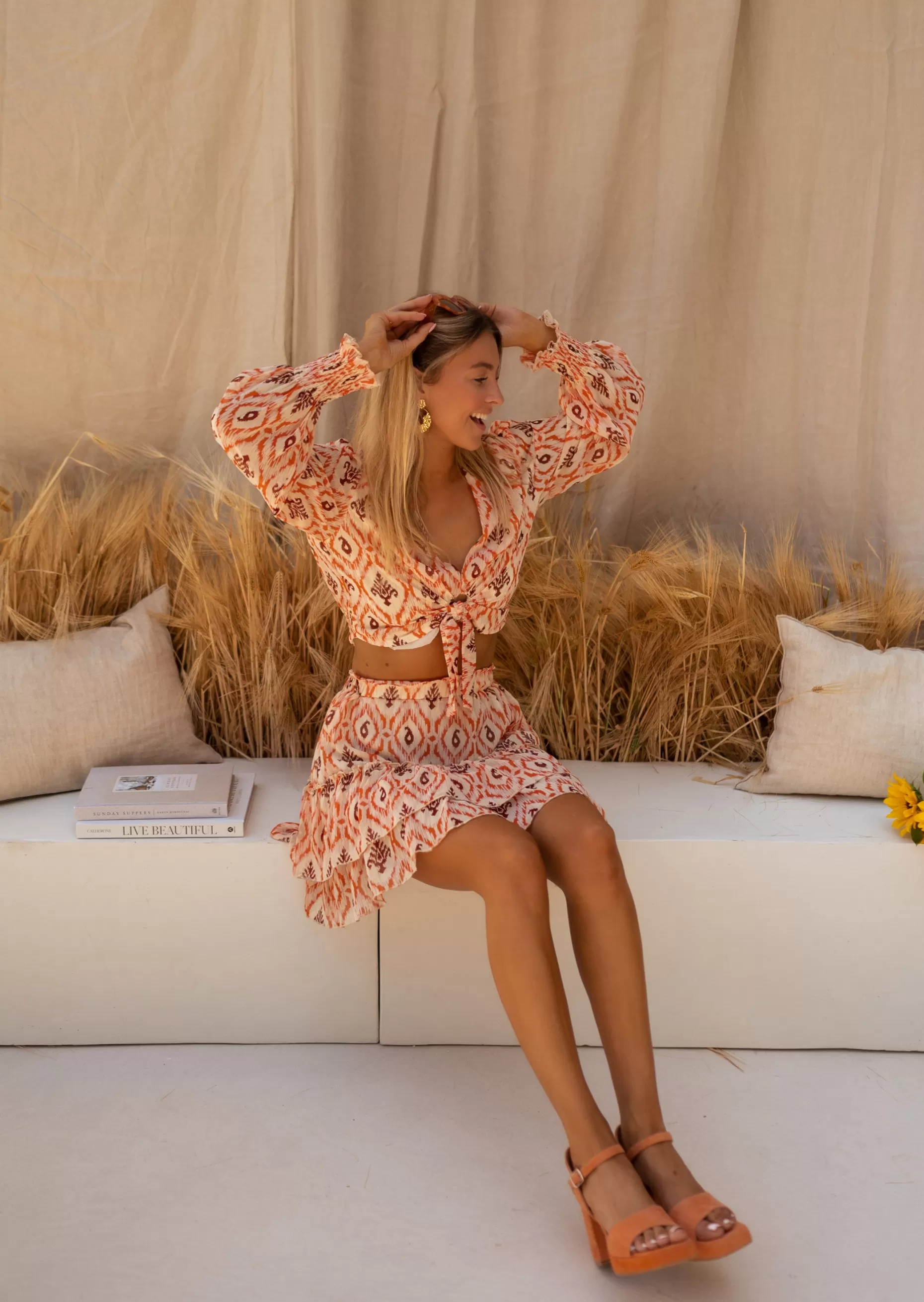 New Jupe Lush à Motifs | Orange & Brune | Vêtements Femme | Easy Clothes Femme Jupes & Shorts