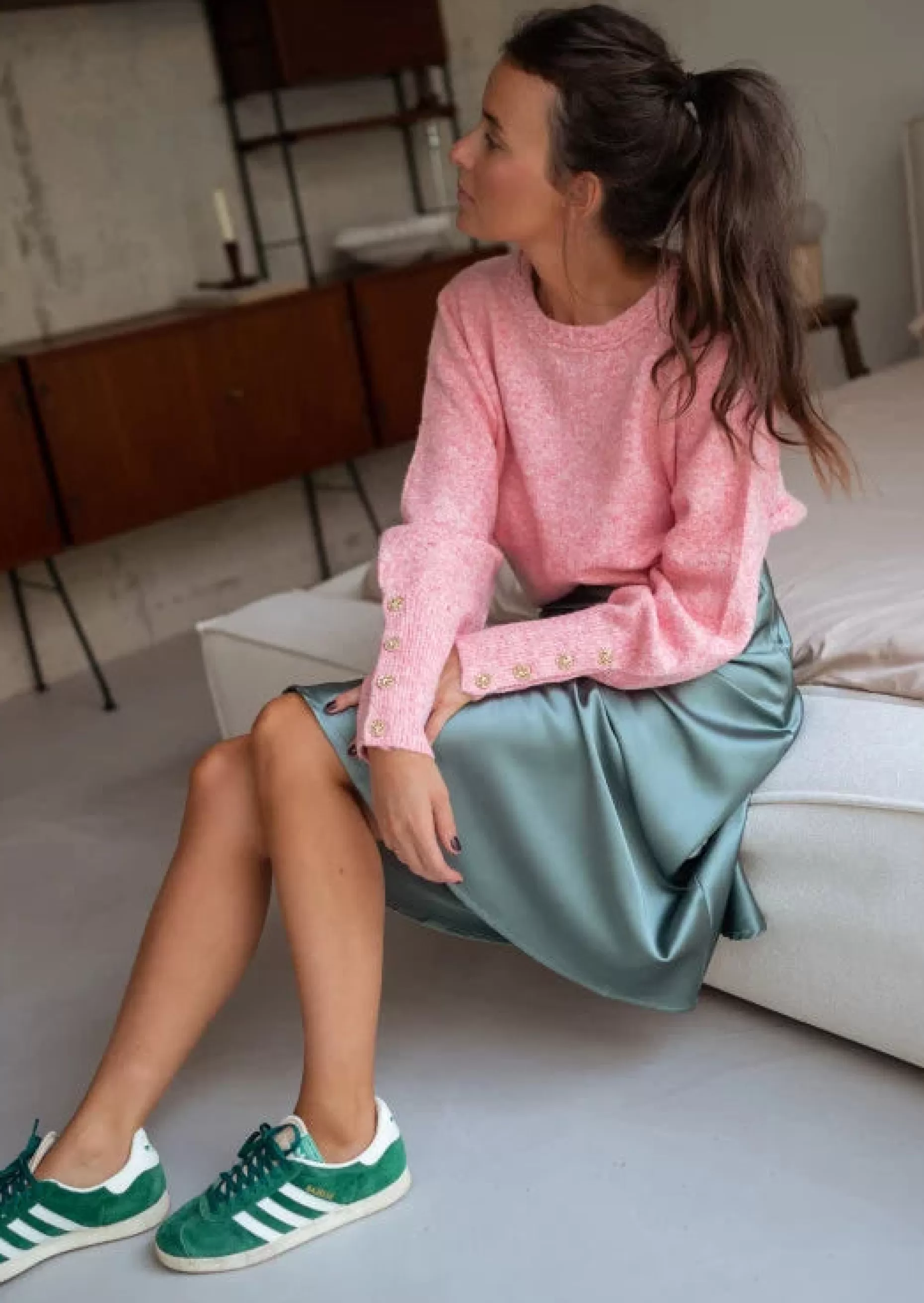 New Jupe Verte Darla - Taille Haute - Effet Soie - FluideEasy Clothes Femme Jupes & Shorts