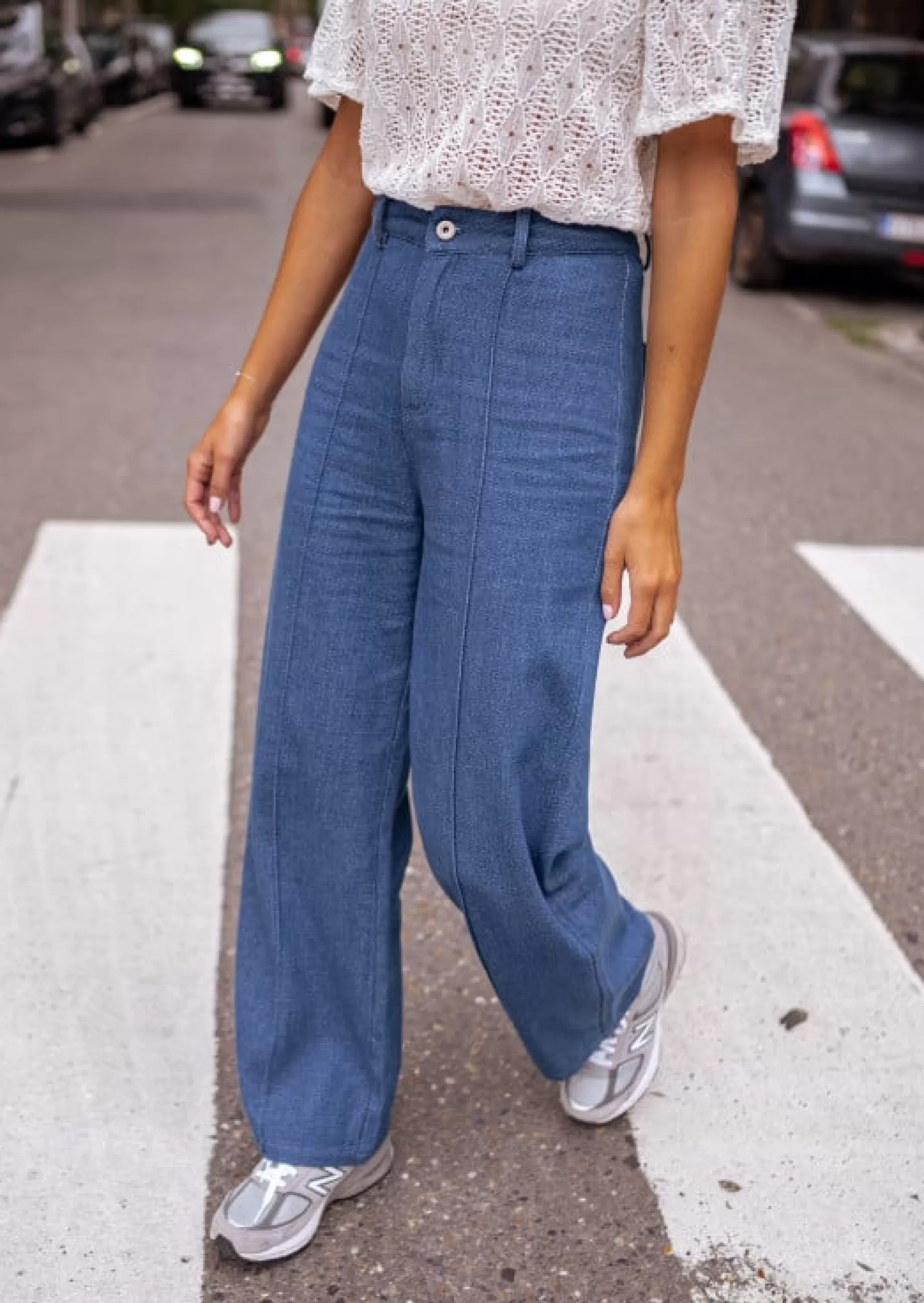 Best Pantalon Delphine - Bleu Jeans - Taille Haute - Coupe DroiteEasy Clothes Femme Pantalons
