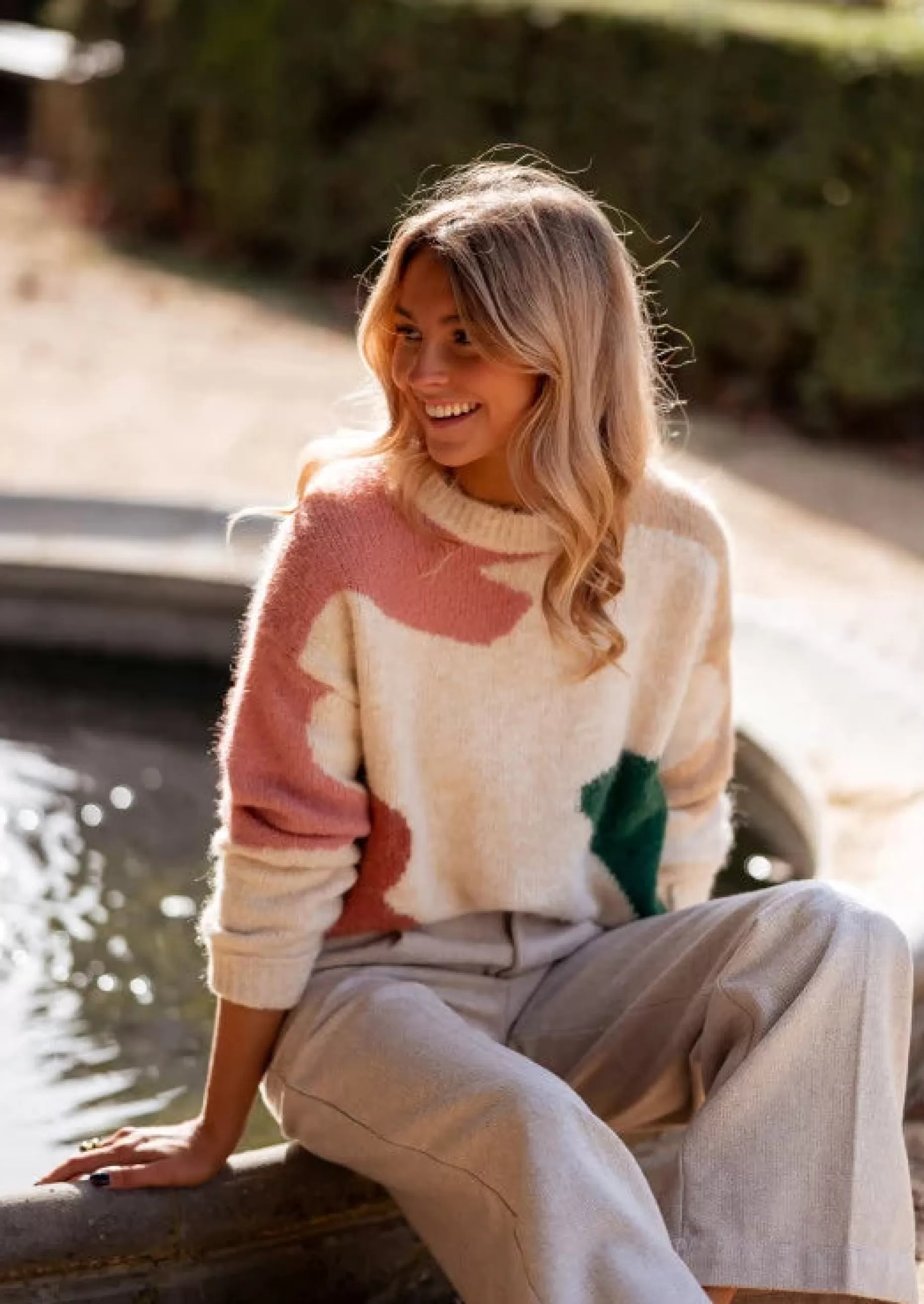 Outlet Pull Wick - Écru - Motifs Tricolores - Taille UniqueEasy Clothes Femme Pulls & Gilets