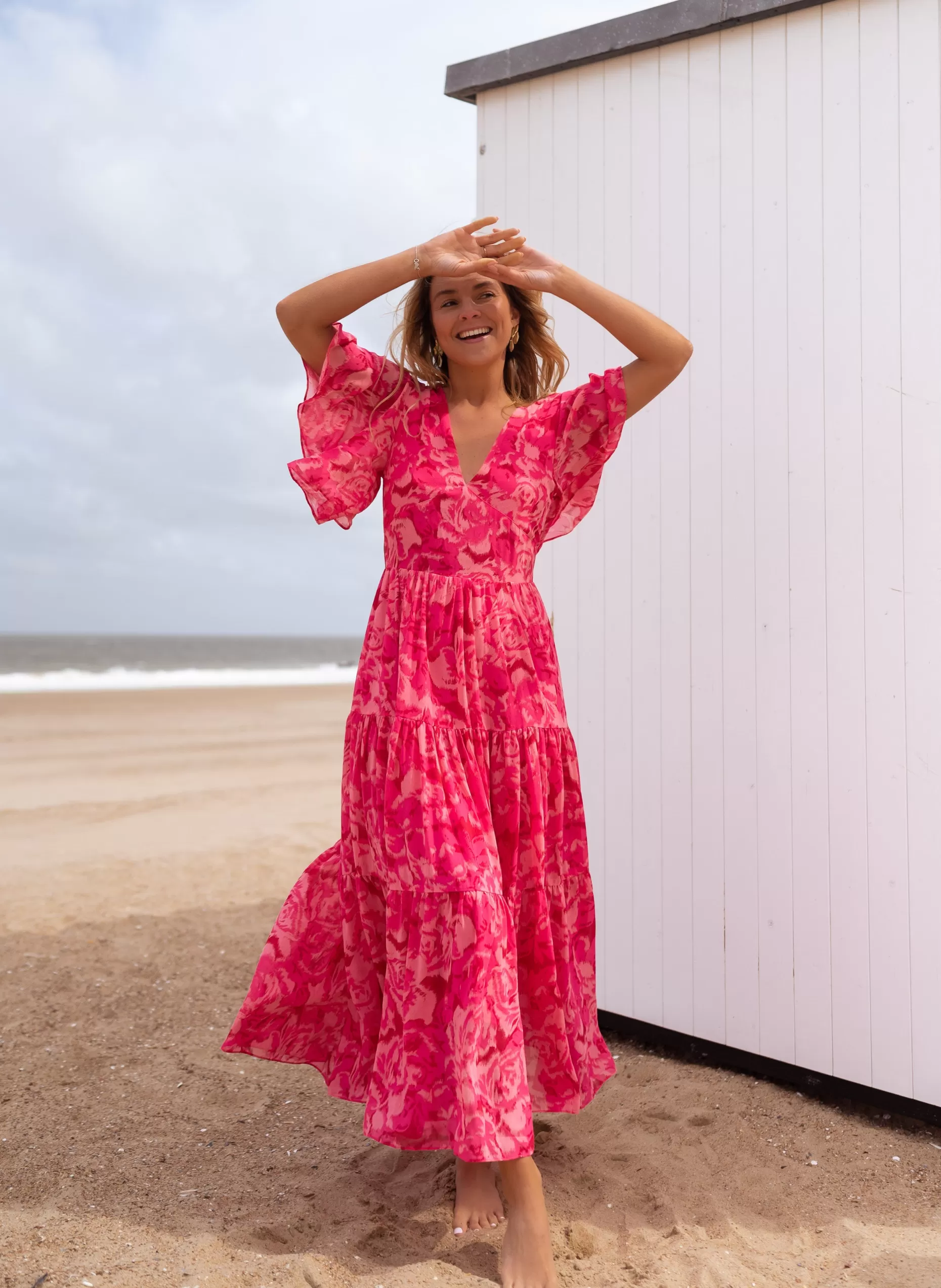 Discount Robe Adama rose à motifs | Robe longue rose | Prêt-à-porter en ligne | Easy Clothes Femme Robes