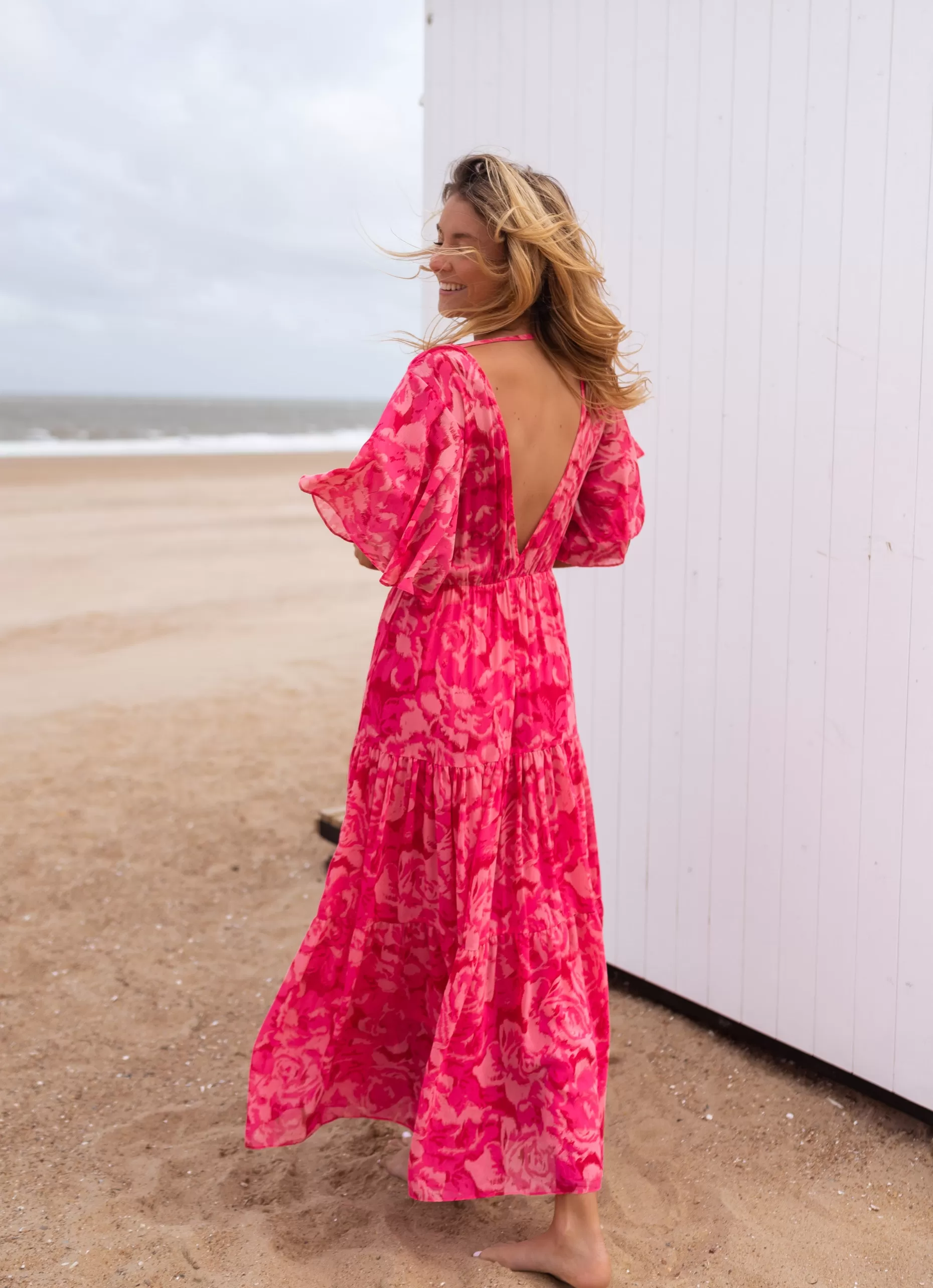 Discount Robe Adama rose à motifs | Robe longue rose | Prêt-à-porter en ligne | Easy Clothes Femme Robes