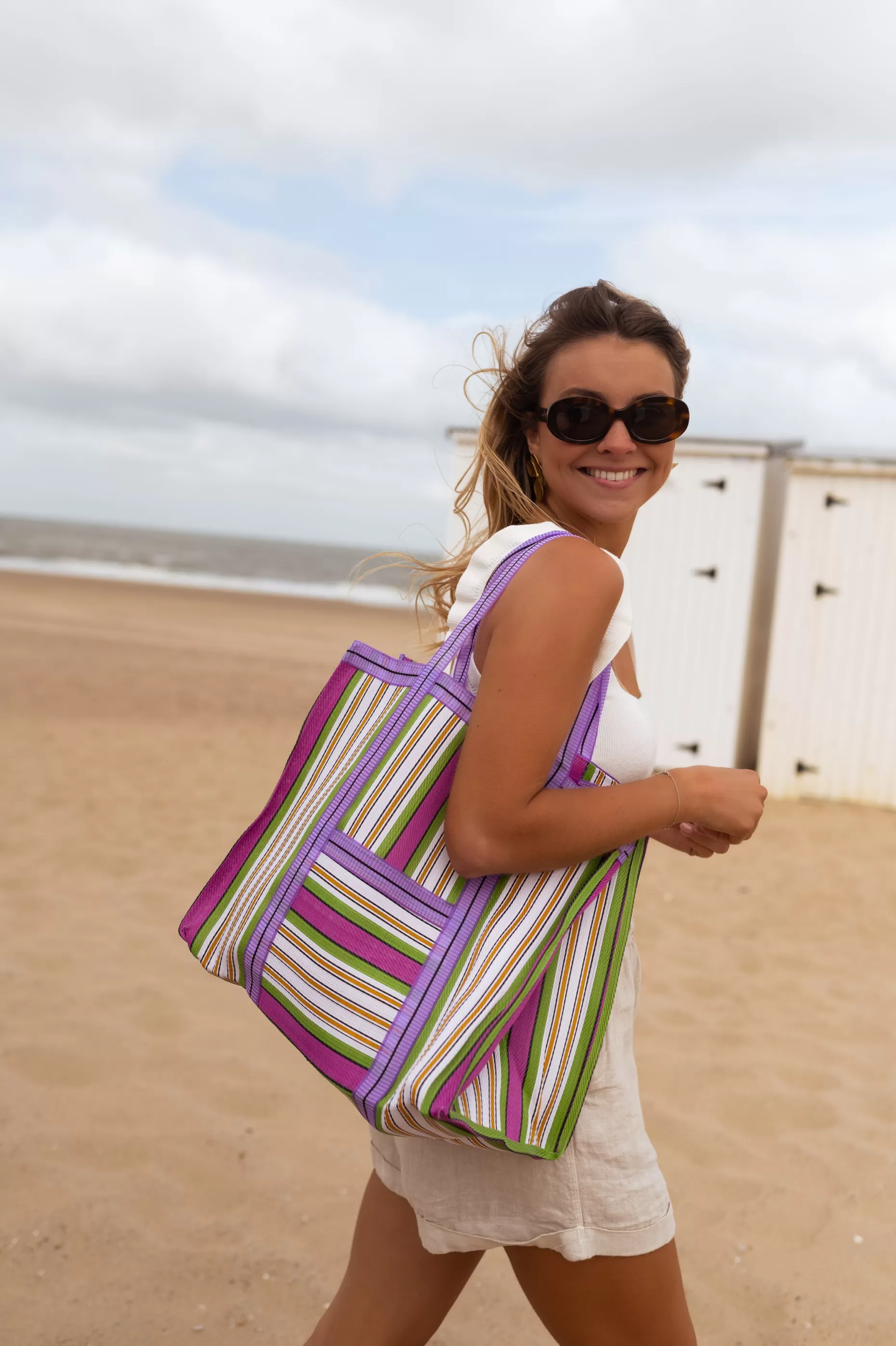 Discount Sac Sevana à lignes vert | Sac de plage ligné | Prêt-à-porter en ligne |  Easy Clothes Sacs & Pochettes