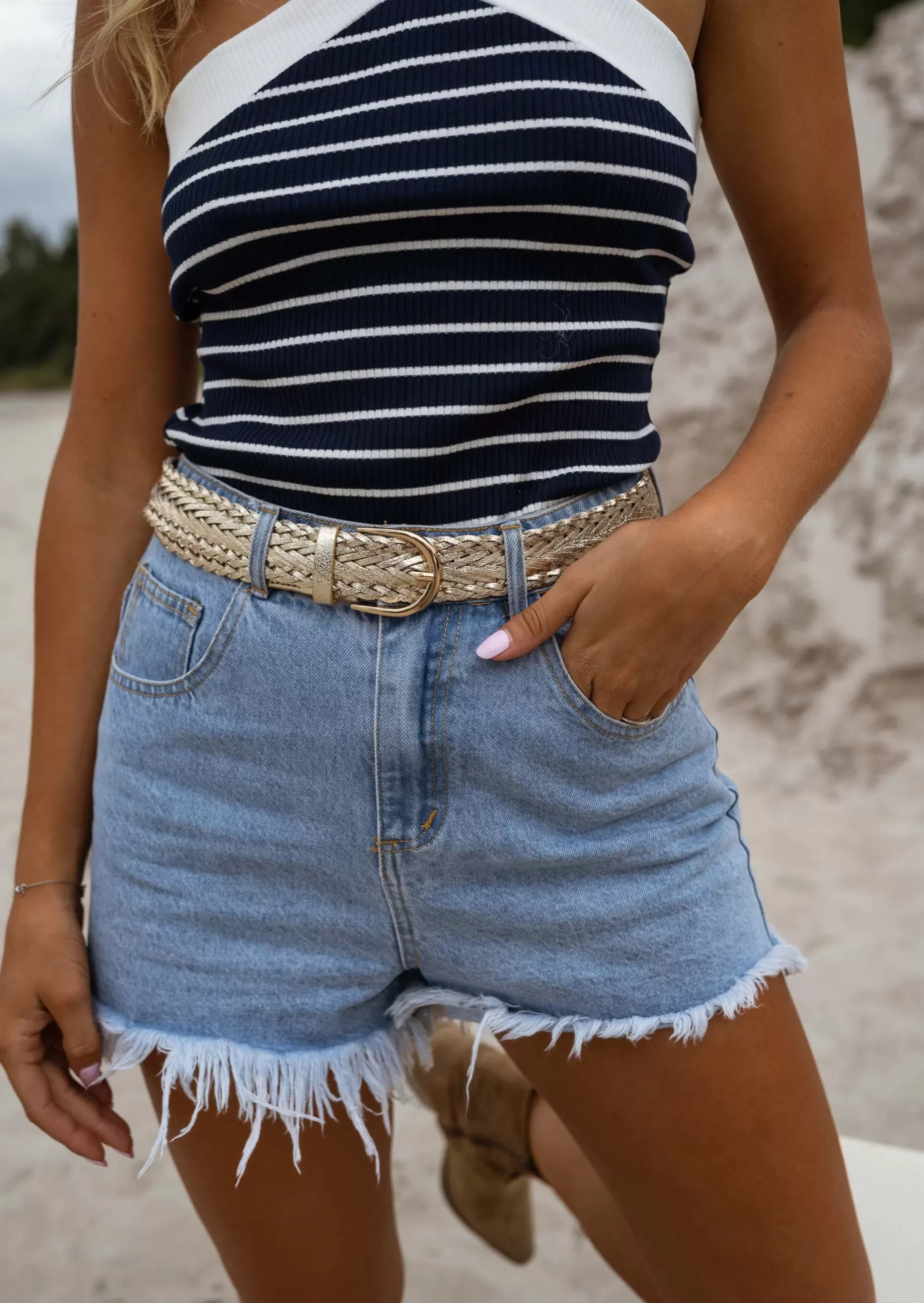 Store Short Franck en Jeans - Bleu - Taille Haute - Vêtements Easy Clothes Femme Jupes & Shorts